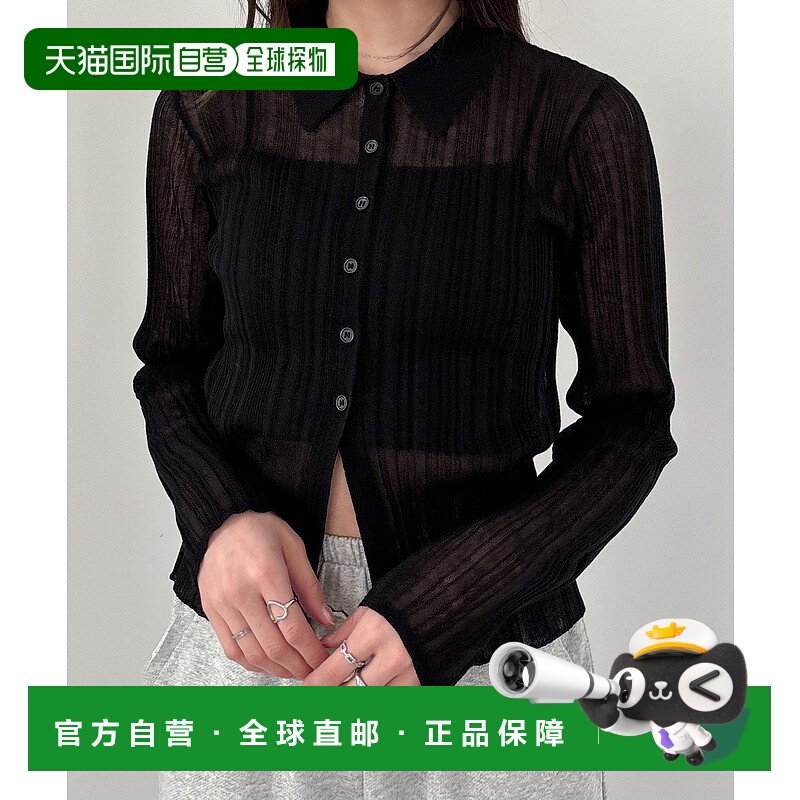 1h可退 日本直邮Heather 女士透视感修身翻领开衫 327080