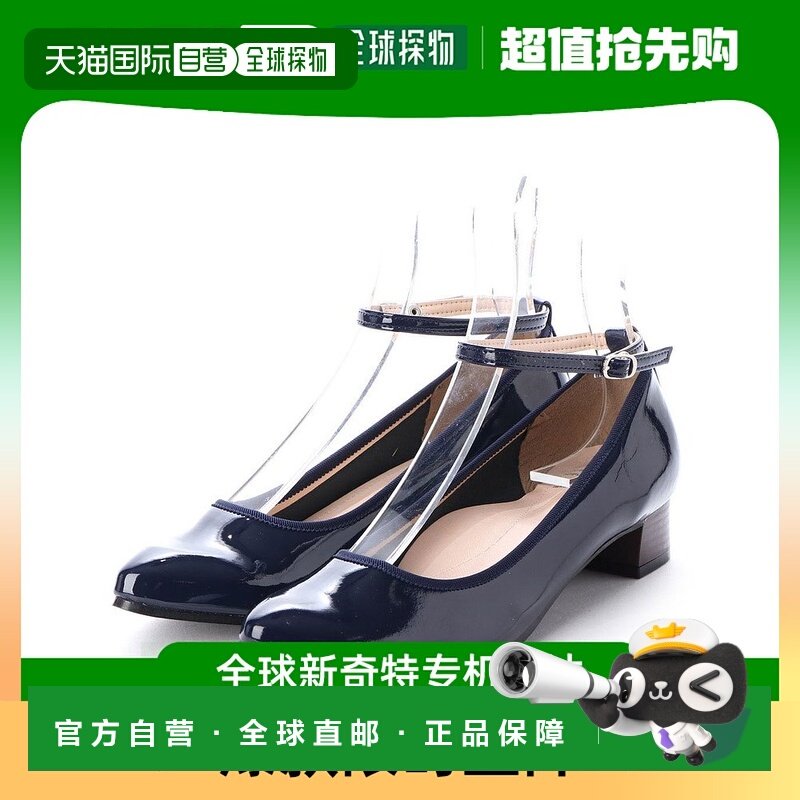【日本直邮】Bakerloo休闲高跟鞋海军蓝时尚潮流气质单鞋防滑粗跟