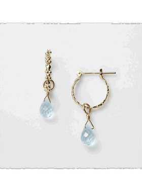 日本直邮日潮 agete 阿卡朵K10黄玉耳环吊坠蓝色 均码宝石耳钉