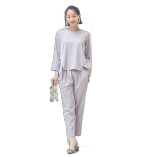 【日本直邮】Dress+女士上装T恤灰色简约透气夏季舒适宽松凉爽