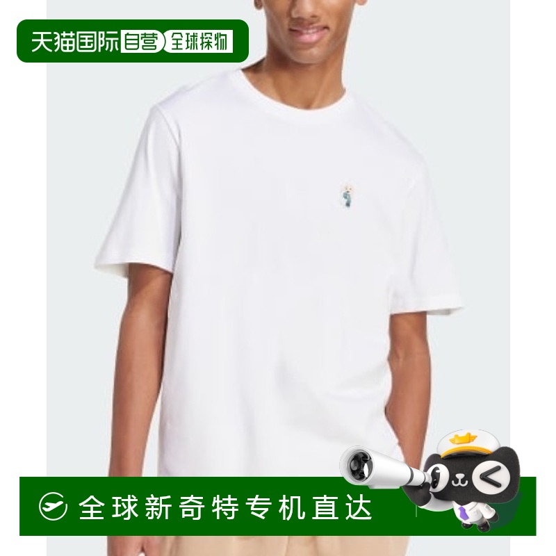 1h可退 日本直邮adidas 男女同款纯棉短袖T恤 胸部狗狗刺绣休闲圆