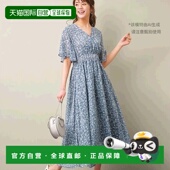 日本直邮 coeur GeeRA 喇叭袖 cache 连衣裙 蓝色花卉图案