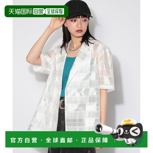 日本直邮PAGEBOY 女装 轻盈光泽雪纺格纹西装外套 859276
