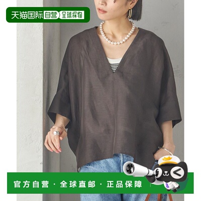 1h可退 日本直邮SHIPS 女士IMPERIAL LINEN深V领麻质宽松衬衫  31