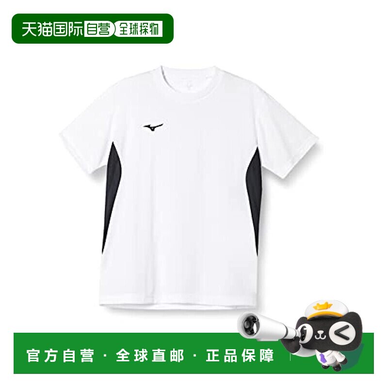 日本直邮Mizuno美津浓 男T恤 短袖U领吸汗速干 白黑2XL 32MAA运动