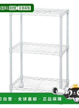 【日本直邮】Iris Ohyama 白色带轮三层金属架 44.5x 32.5x72cm