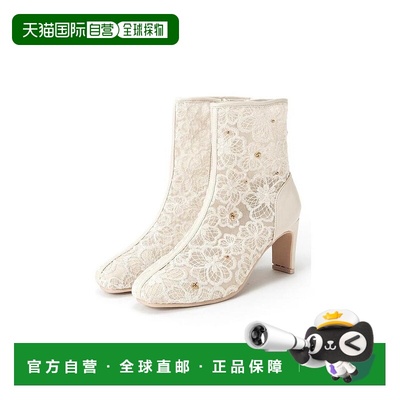 日本直邮日潮 GRL 花卉蕾丝方头中筒靴女士短靴时尚靴子 ZR1068