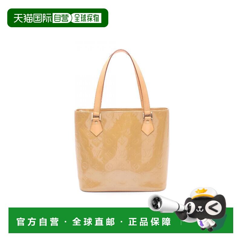 日本直邮中古LV路易威登女包B级9新houston休斯顿漆皮手提包浅褐