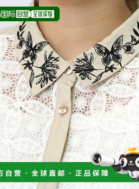 1h可退 日本直邮iS ScoLar 女装 蝶花刺绣蕾丝拼接衬衫 553215
