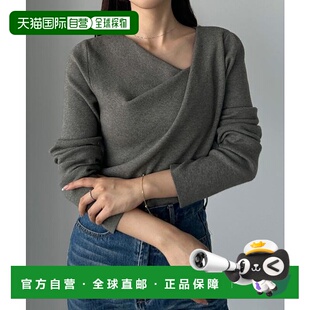 1h可退 日本直邮JUNOAH Louere 不对称褶皱领针织上衣