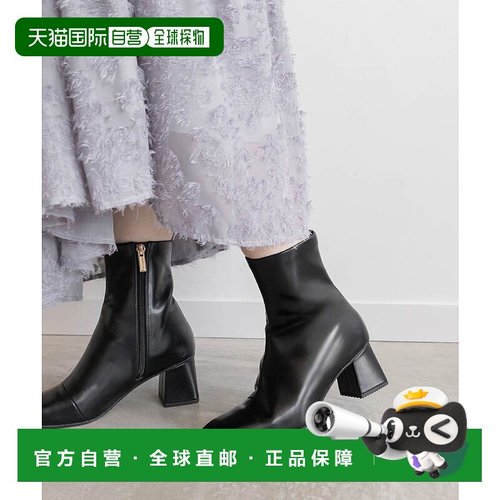 日本直邮RANDA 晴雨两用方头粗跟靴子 RA041BW015192 黑色防滑鞋