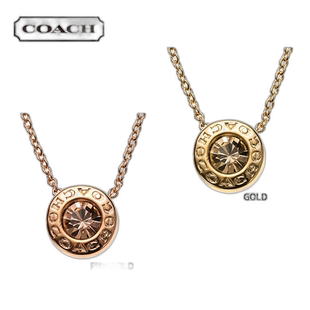 日本直邮Coach蔻驰 项链开口圆形石架 F54514金色吊坠套装