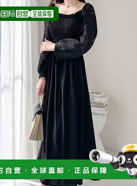 1h可退 日本直邮mily billet 女士双肩带可调节透视网纱袖连衣裙