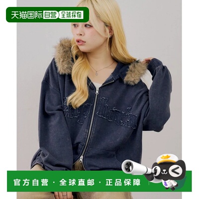 日本直邮NICE CLAUP ANOTHER BRANCH 仿皮草拼接颜料连帽卫衣 海