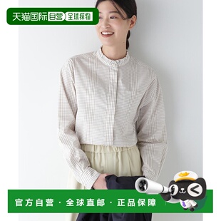 1h可退 日本直邮HUMAN WOMAN 女士立领格纹荷叶边衬衫 0775110203