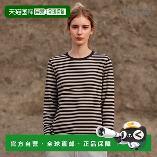 1h可退 日本直邮agnes b. 女士细条纹长袖圆领T恤 0330J0082319