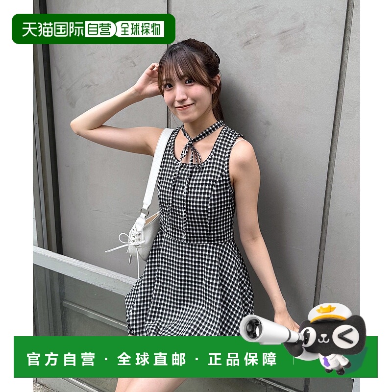 1h可退 日本直邮mline女士复古方格领饰短裙连衣裙 MLZ1052109A00