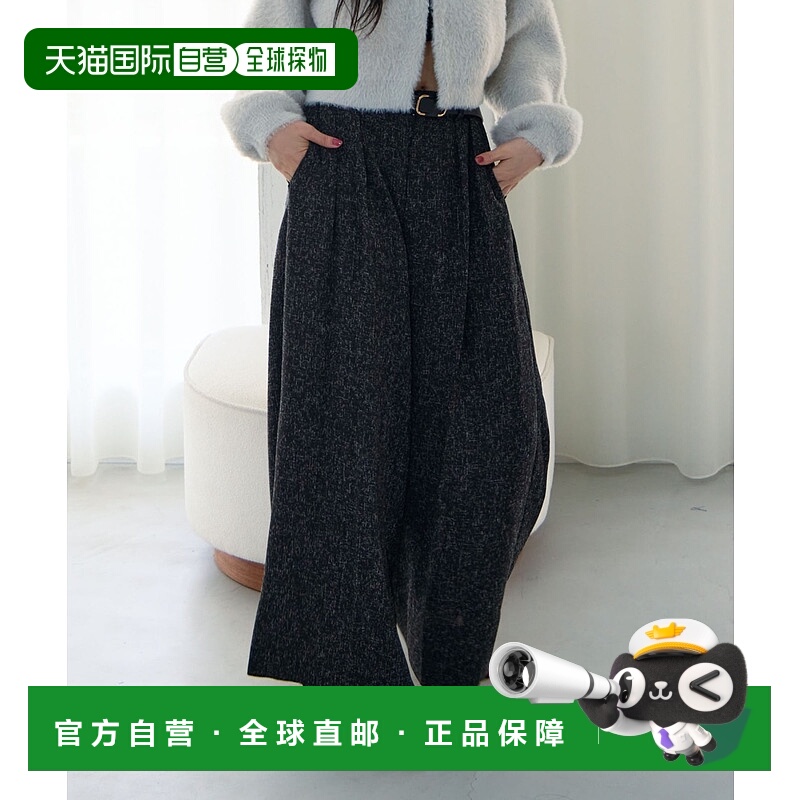 1h可退 日本直邮archives女裝高腰直筒斜紋寬褲附腰帶 2551811930