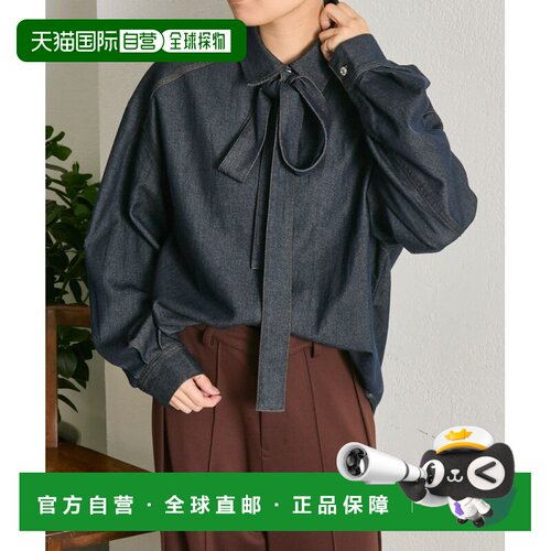 1h可退 日本直邮ear PAPILLONNER 女装 宽松牛仔衬衫 大蝴蝶结设