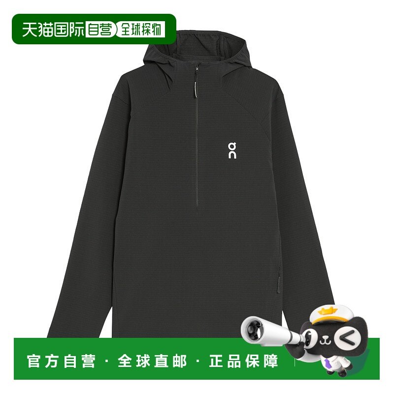 日潮跑腿ON昂跑 男士 Pace 半拉链连帽卫衣 Black L 1me3001帽衫