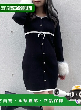 日本直邮abc une face 女装 加绒镶边针织连衣裙 半袖设计 305802