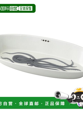 【日本直邮】Hasami 瓷盘 碟子 章鱼 容量约 700ml 橄榄色 灰色 2