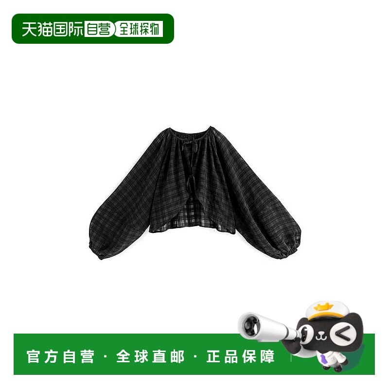 日本直邮日潮 GRL 格纹透视双蝴蝶结短外套 an1362吊带休闲