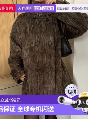 日本直邮JUNOAH 立领粗花呢中长款外套 JU5602EW006462