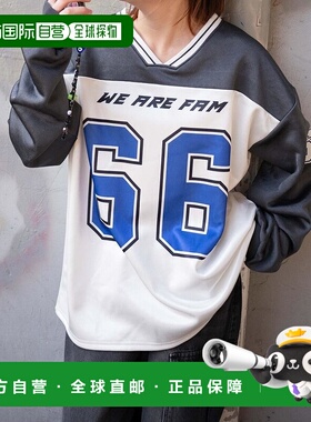 1h可退 日本直邮WEGO 女士V领数字刺绣大码卫衣 WE25SP01L0014