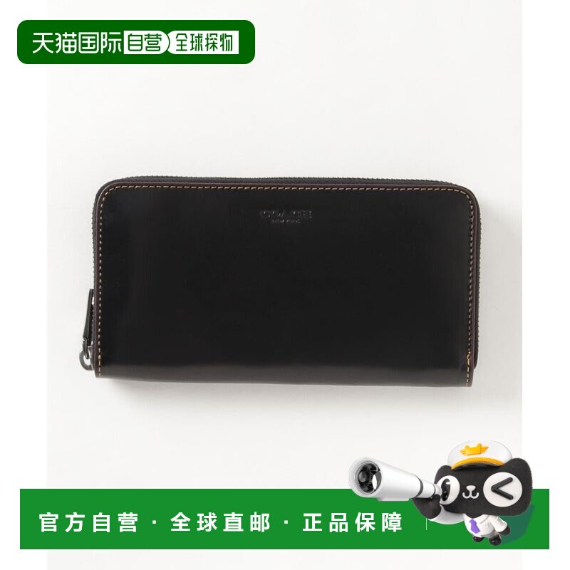 1h可退 日本直邮COACH 蔻驰 男士水牛皮拉链长款钱包 21796 BLK