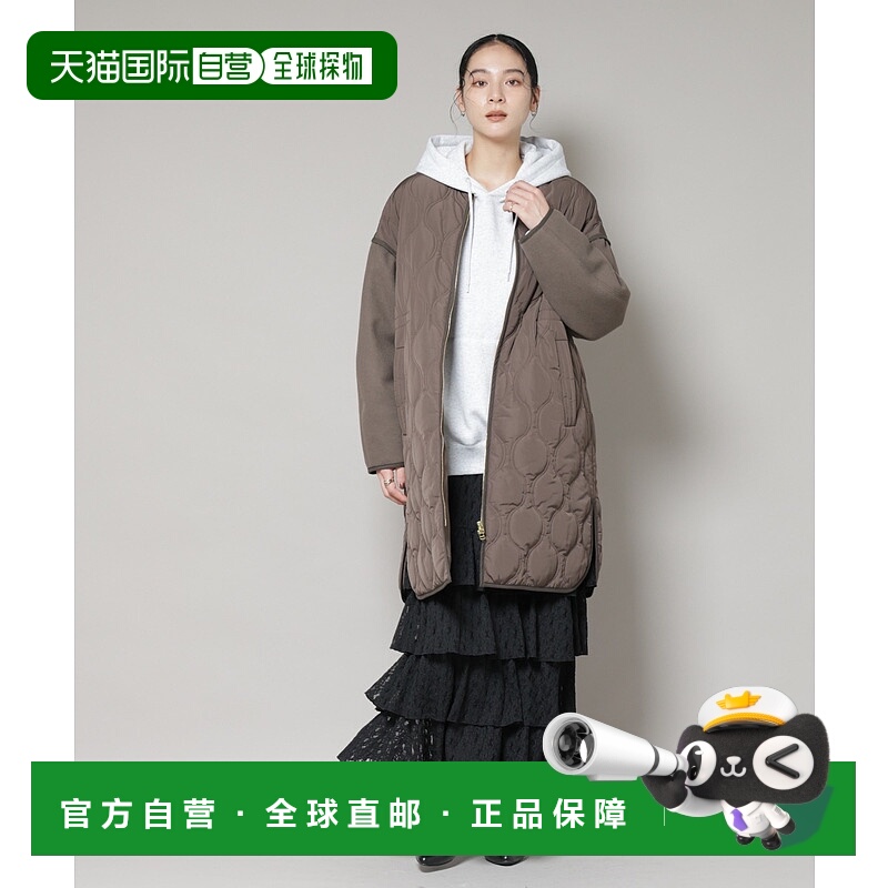 1h可退 日本直邮nano・universe 女士宽松中绵异材质拼接无领外套