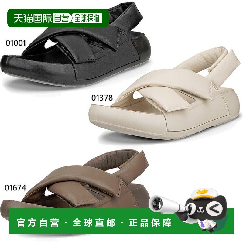 日本直邮ECCO 女士 Cozmo Pf 真皮凉鞋舒适凉鞋带绑带和厚底20665
