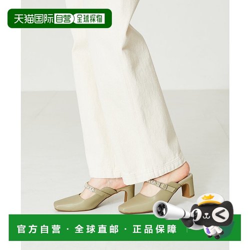 日本直邮Oriental Traffic 珍珠带穆勒高跟鞋 [41121 OR526BW0028