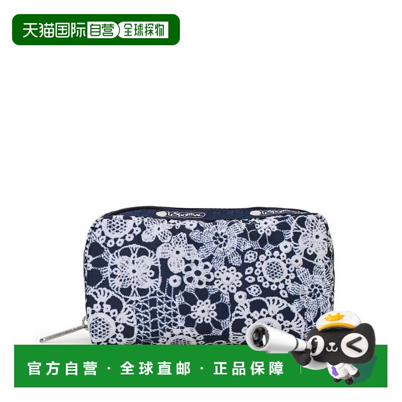 日本直邮RECTANGULAR 化妆包 花卉蕾丝海军蓝收纳袋笔袋