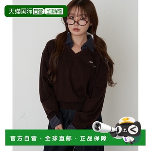 日本直邮Ray 可拆卸衬衫 Cassin 翻领V字刺绣针织衫 女装 1h可退