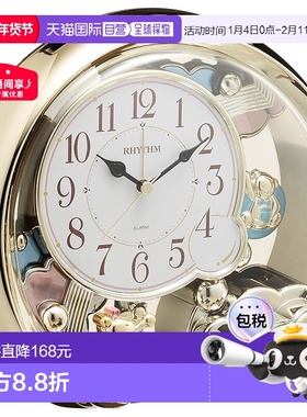 【日本直邮】Rhythm丽声 闹钟 电子音 金色 4SE504SR18石英新款