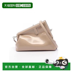 日本直邮中古Fendi芬迪女包S级99新Shoulder bag肩包漆皮斜挎包浅
