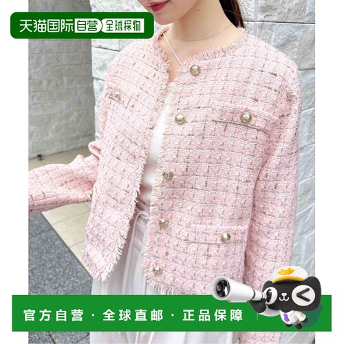 1h可退 日本直邮INGNI SOELA 女士 无领粗花呢外套 金色装饰扣 69