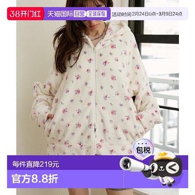 1h可退 日本直邮JEMORGAN 女装 花卉印花 全幅拉链 加绒外套 3224