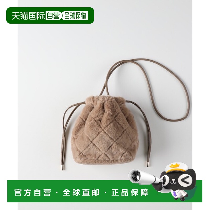 1h可退 日本直邮Right-on 女装 仿毛绒抽绳包 千花绗缝设计 肩背