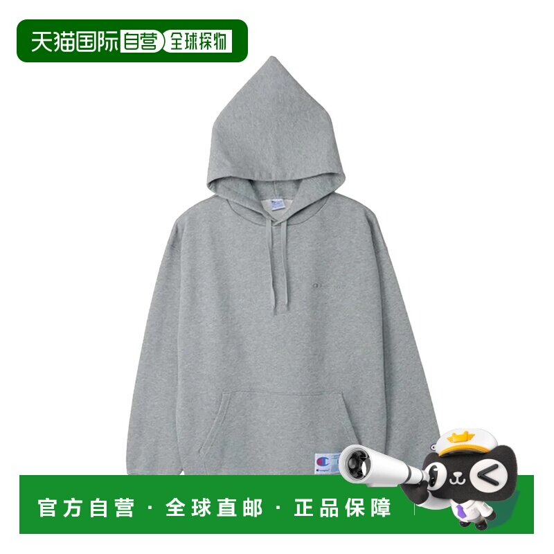 日本直邮Champion 男士连帽卫衣 纯色  套头衫抓绒牛津灰运动服