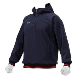 日本直邮MIZUNO 专业针织连帽衫半拉链男女通用棒球MIZUNO 专业男