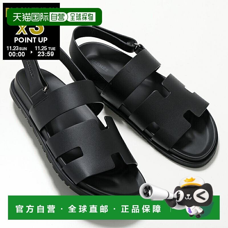 日本直邮爱马仕 Genius 凉鞋 H231695ZH 男士小牛皮平底 H 型开口