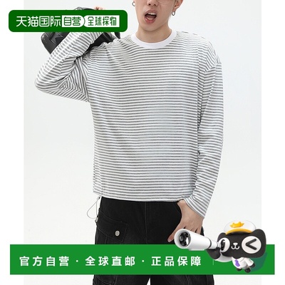 1h可退 日本直邮CORPUS TOKYO 男女同款 细条纹抽绳下摆长T恤 250