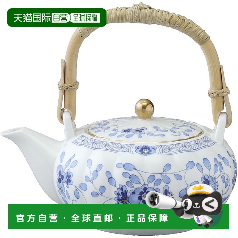 【日本直邮】鸣海 Milano 茶壶 550cc 蓝色花卉梅花 Sarasa 风格