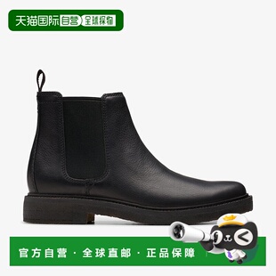 日本直邮Clarks其乐 皮革 套脚轻盈 短筒 切尔西靴  男款黑色男靴