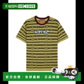刺绣褶皱条纹T恤 日本直邮BRAIN DEAD 青柠色