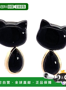 日本直邮(262112) 日本制造猫耳环玛瑙18k耳钉黄金女士猫