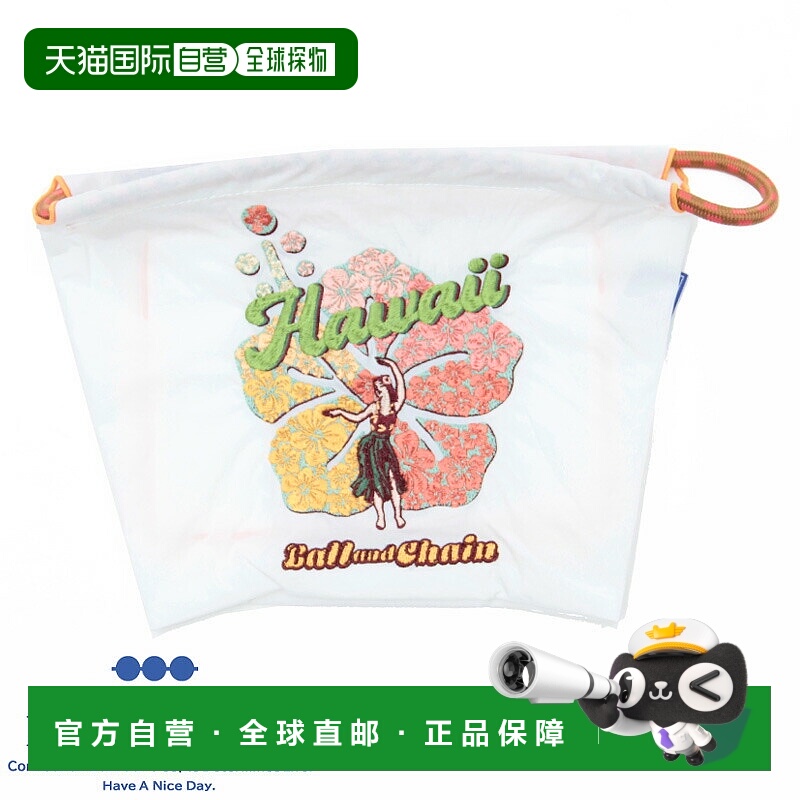 日本直邮Ball&Chain Pouch 环保袋夏威夷风格白色购物袋刺绣Ball&