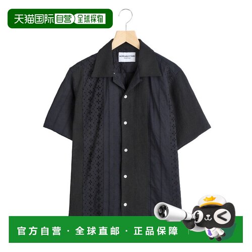 1h可退 日本直邮NOMARHYTHM TEXTILE男装宽松半袖衬衫 蕾丝拼接设